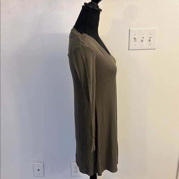 Olive Green V-Neck Long Sleeve Top or Dress, Sz. Small - Picture 3 of 7